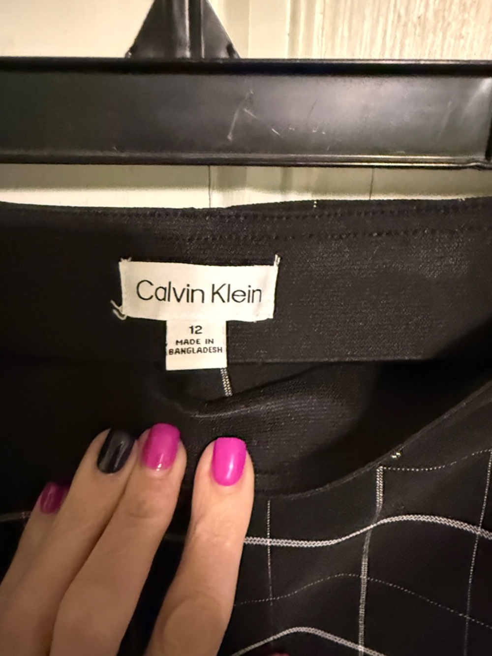 Calvin Klein Black Windowpane Slim Ankle Pants - Picture 2 of 3